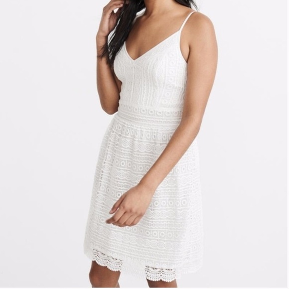 Abercrombie and Fitch White Lace Skater Dress with Spaghetti Straps small - Picture 1 of 6